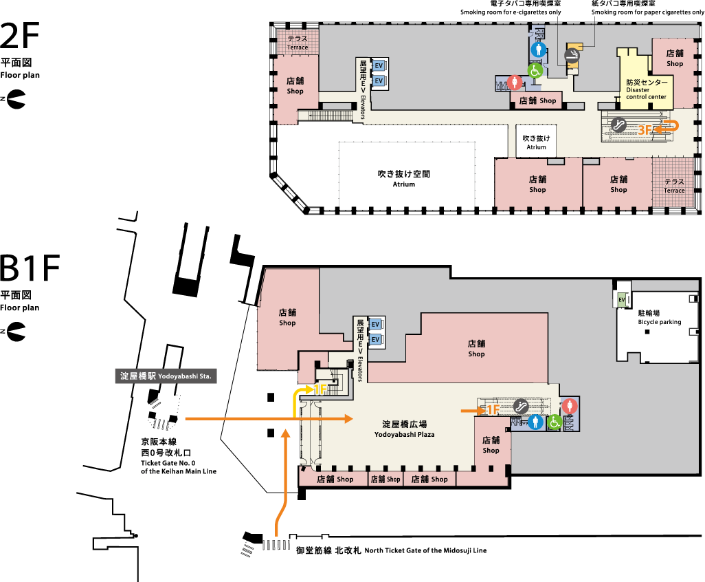 店舗地下2階〜地上2階,30階平面図